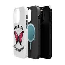 DistinctInk ToughCase for Apple iPhone, Compatible with MagSafe Charging - Free as a Butterfly - Pink