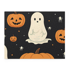 DistinctInk Jigsaw Puzzle with Spooky Skeleton Pumpkin Patch Design for Halloween