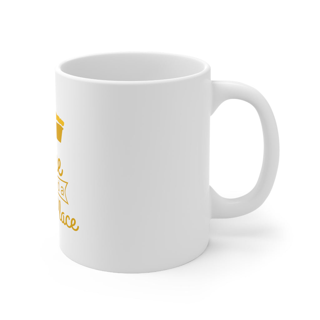 Glossy White Coffee / Tea Mug - Bake the World a Better Place, view 3