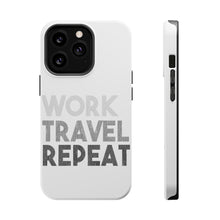 DistinctInk ToughCase for Apple iPhone, Compatible with MagSafe Charging - Work Travel Repeat