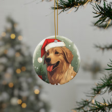 DistinctInk Hanging Ceramic Christmas Tree Ornament with Gold String - Great Gift/Present - 2 3/4 inch Diameter - Chinook Design