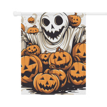 DistinctInk Garden & House Banner / Flag with Ghostly Skeleton and Pumpkins Design for Halloween