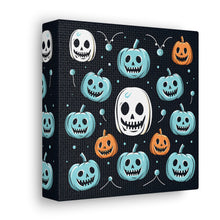 DistinctInk Canvas Wall Art with Skele-Ghostly Pumpkin Patch for Halloween