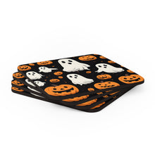 DistinctInk (Set of 4) Corkwood Coasters with Ghost Skeleton Pumpkin CartoonDesign for Halloween