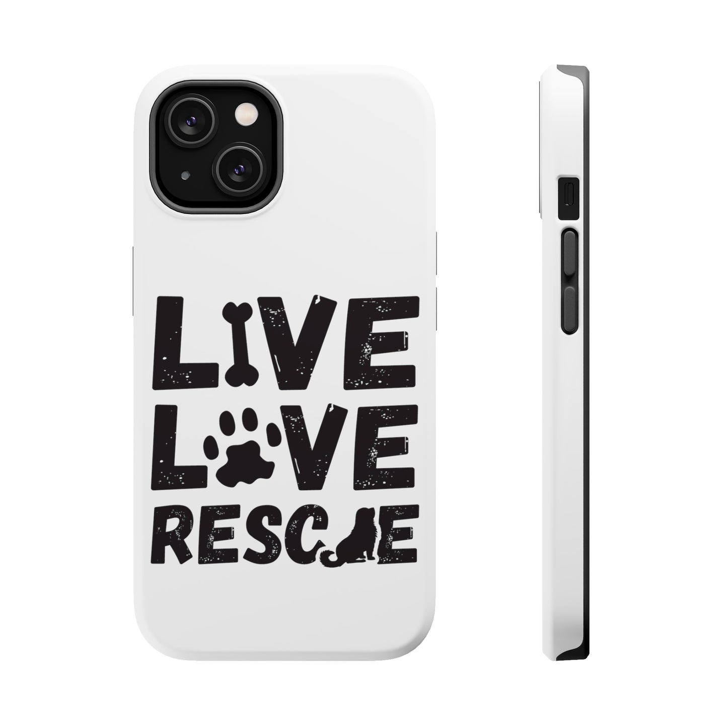 DistinctInk ToughCase for Apple iPhone, Compatible with MagSafe Charging - Live Love Rescue - Dog Paw