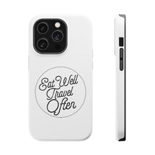 DistinctInk ToughCase for Apple iPhone, Compatible with MagSafe Charging - Eat Well, Travel Often