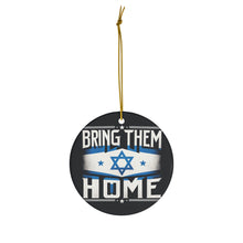 DistinctInk Hanging Ceramic Christmas Tree Ornament Charm with Gold String - Great Gift/Present - 2 3/4 inch Diameter - Bold Unity - Bring Them Home