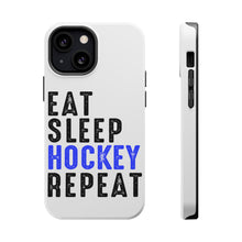 DistinctInk ToughCase for Apple iPhone, Compatible with MagSafe Charging - Eat Sleep Hockey Repeat