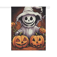 DistinctInk Garden & House Banner / Flag with Trick or Treat Ghost-O-Lantern Design for Halloween