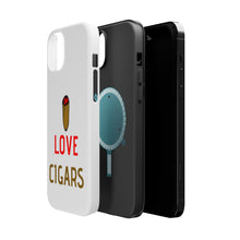 DistinctInk ToughCase for Apple iPhone, Compatible with MagSafe Charging - I Love Cigars