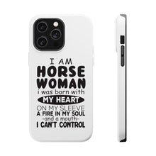 DistinctInk ToughCase for Apple iPhone, Compatible with MagSafe Charging - I Am A Horse Woman - Can't Control