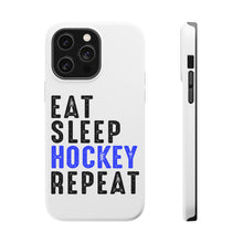 DistinctInk ToughCase for Apple iPhone, Compatible with MagSafe Charging - Eat Sleep Hockey Repeat
