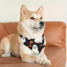 DistinctInk Adjustable Pet Banana Collar with Ghost Skeleton Pumpkin Cartoon Design for Halloween