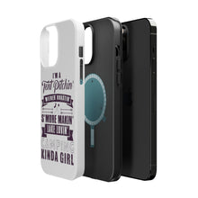DistinctInk ToughCase for Apple iPhone, Compatible with MagSafe Charging - Tent Pitchin Weiner Roastin S'More Camping Girl