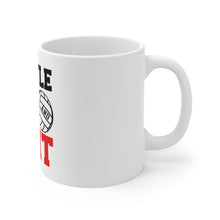 DistinctInk Glossy White Coffee / Tea Mug - Hustle Hit Never Quit Volleyball