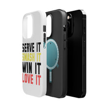 DistinctInk ToughCase for Apple iPhone, Compatible with MagSafe Charging - Serve It Smash It Win It Love It Tennis
