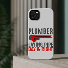 DistinctInk ToughCase for Apple iPhone, Compatible with MagSafe Charging - Plumber - Laying Pipe Day & Night