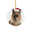Hanging Ceramic Christmas Tree Ornament with Gold String - Belgian Tervuren Design