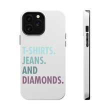 DistinctInk ToughCase for Apple iPhone, Compatible with MagSafe Charging - T-Shirts Jeans and Diamonds