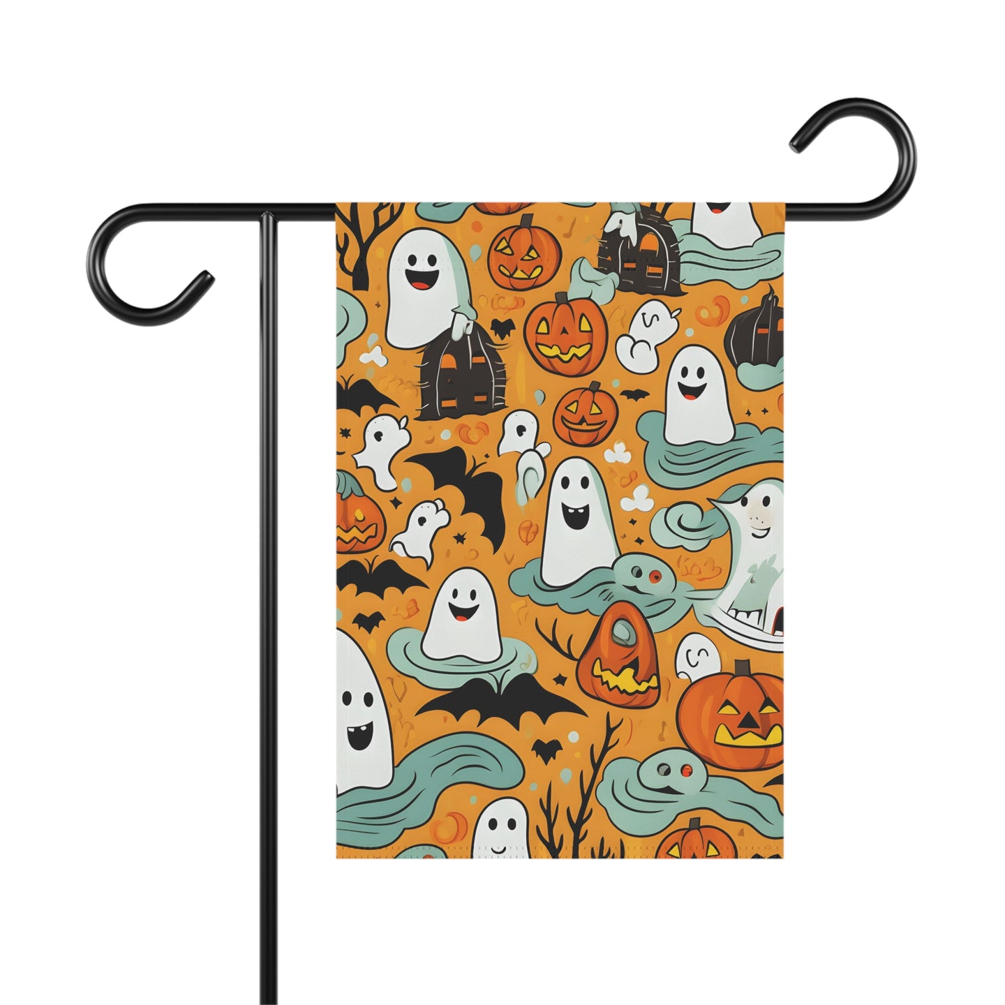 DistinctInk Garden & House Banner Flag with Flying Pumpkin Bats Design for Halloween