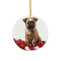 Hanging Ceramic Christmas Tree Ornament with Gold String - Cairn Terrier Puppy Design