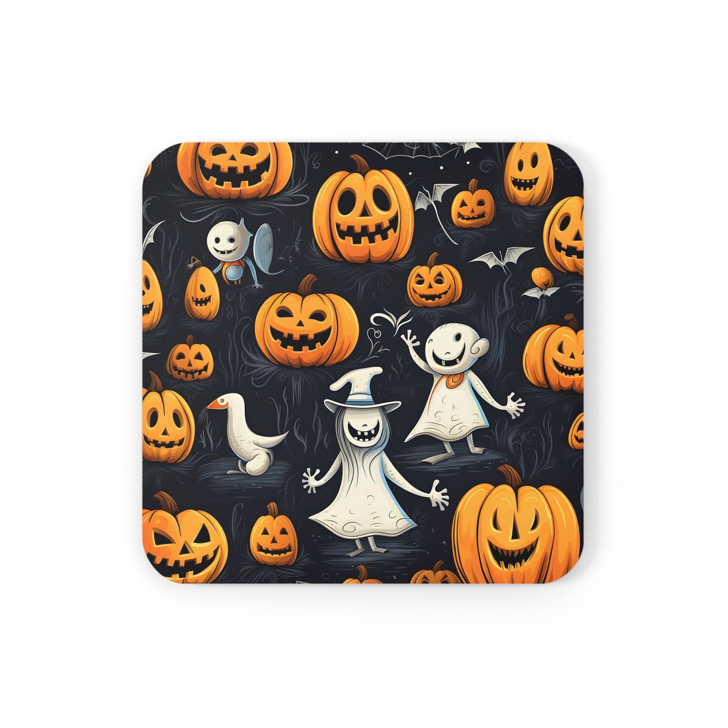 DistinctInk (Set of 4) Corkwood Coasters with The Halloween SpellDesign for Halloween