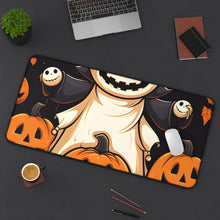 DistinctInk Desk Mat with Spooky Skeleton Pumpkin Patch Design for Halloween