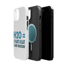 DistinctInk ToughCase for Apple iPhone, Compatible with MagSafe Charging - H20 = 2 Parts Heart 1 Part Obsession