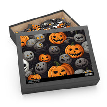 DistinctInk Jigsaw Puzzle with Haunted Harvest Time Design for Halloween