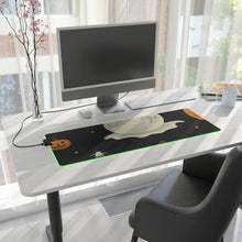 DistinctInk LED Gaming Mouse Pad with Spooky Skeleton Pumpkin Patch Design for Halloween