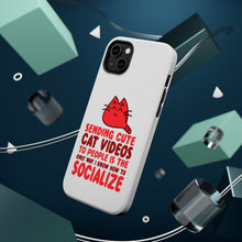 DistinctInk ToughCase for Apple iPhone, Compatible with MagSafe Charging - Sending Cute Cat Videos How I Socialize