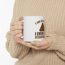 DistinctInk Glossy White Coffee / Tea Mug - I'm So Manly I Poop Standing Up