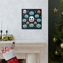 DistinctInk Canvas Wall Art with Skele-Ghostly Pumpkin Patch for Halloween