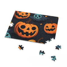 DistinctInk Jigsaw Puzzle with Nightly Fright of Bats and Ghouls Design for Halloween