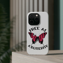 DistinctInk ToughCase for Apple iPhone, Compatible with MagSafe Charging - Free as a Butterfly - Pink