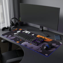 DistinctInk LED Gaming Mouse Pad with Spooky Bat-o-lanterns Design for Halloween