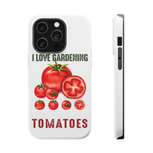 DistinctInk ToughCase for Apple iPhone, Compatible with MagSafe Charging - I Love Gardening from My Head Tomatoes