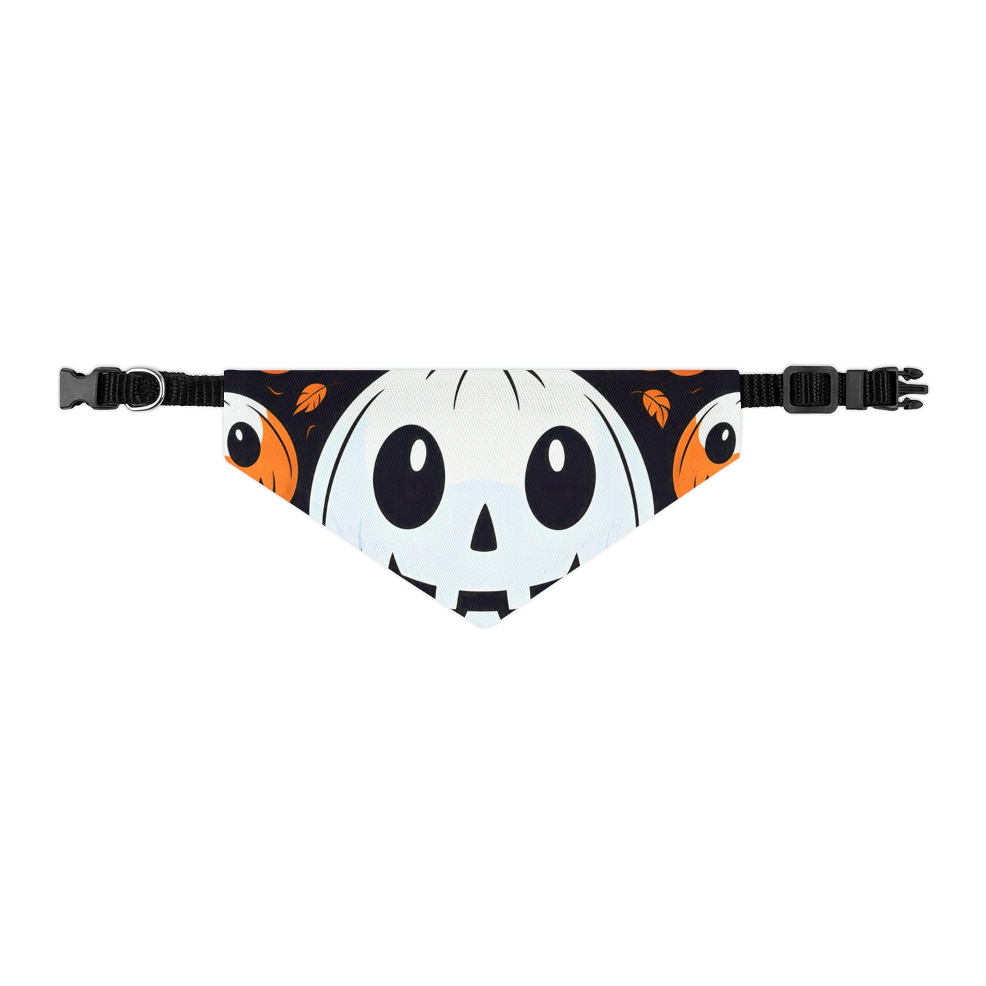 DistinctInk Adjustable Pet Banana Collar with Ghost Skeleton Cartoon Pumpkin Design for Halloween