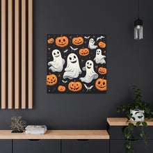 DistinctInk Canvas Wall Art with Spooky Skeleton Pumpkin Patch for Halloween