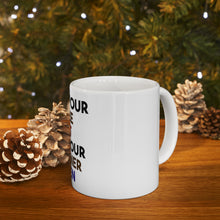 DistinctInk Glossy White Coffee / Tea Mug - May Your Coffee Be Hot Eyeliner Be Even