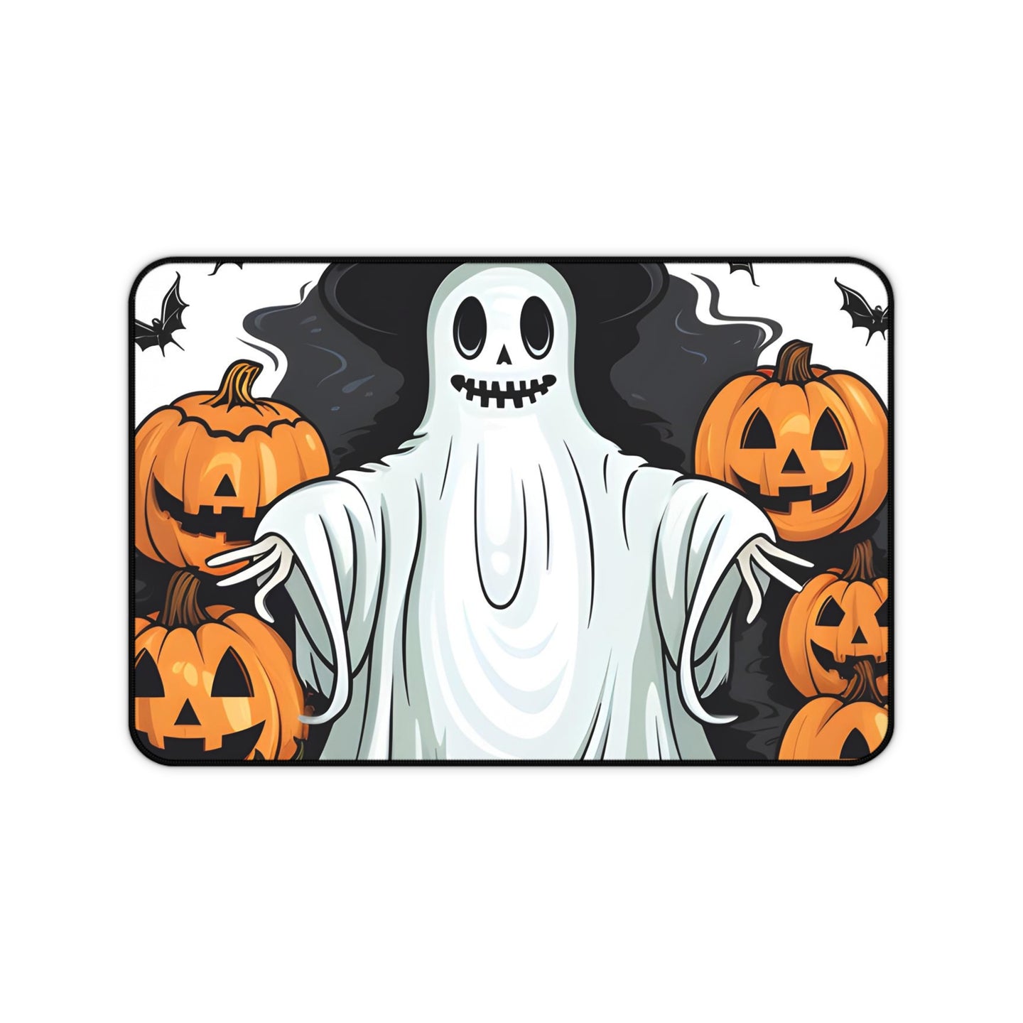 DistinctInk Desk Mat with Ghost Skeleton Pumpkins Pattern Design for Halloween