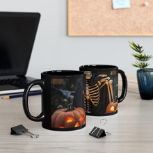 DistinctInk Black Coffee Mug - Skellington's Spooky Soiree for Halloween