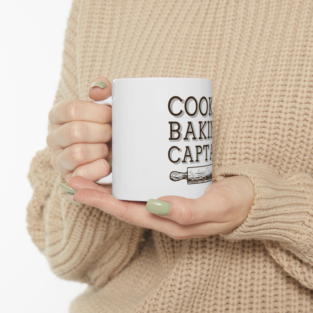 Glossy White Coffee / Tea Mug - Cookie Baking Captain Rolling Pin, view 10