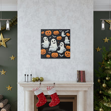DistinctInk Canvas Wall Art with Spooky Skeleton Pumpkin Patch for Halloween