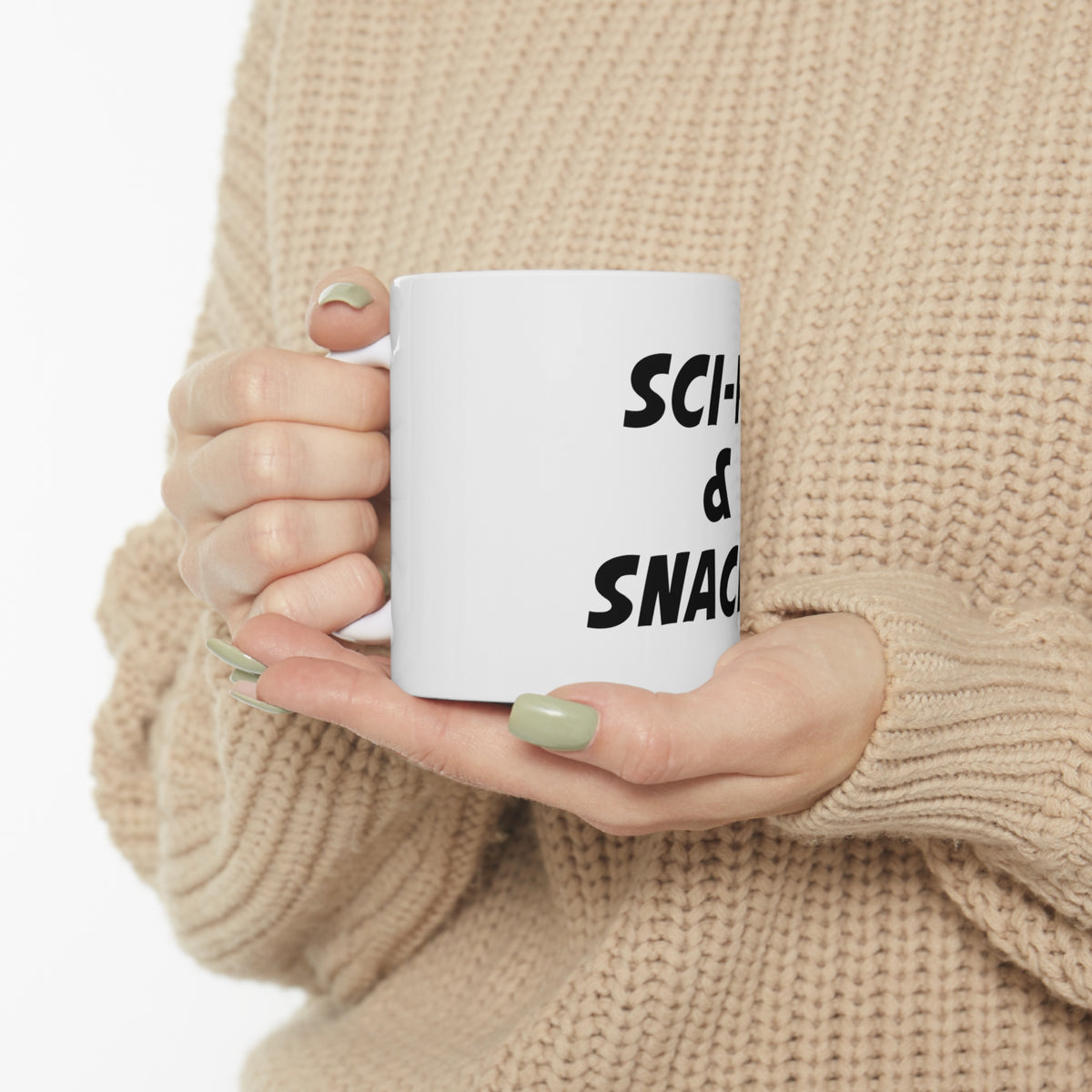 Glossy White Coffee / Tea Mug - Sci-Fi & Snacks, view 10
