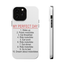 DistinctInk ToughCase for Apple iPhone, Compatible with MagSafe Charging - My Perfect Day - Motorbike Motorcycle