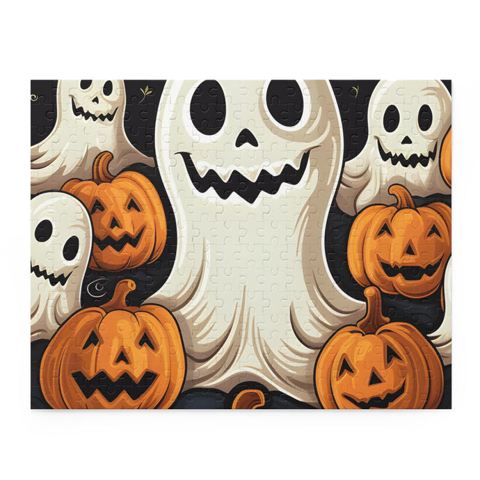DistinctInk Jigsaw Puzzle with Haunted Skeleton Jack-O-Lantern Design for Halloween
