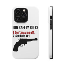 DistinctInk ToughCase for Apple iPhone, Compatible with MagSafe Charging - Gun Safety Rules, Don't Piss Me Off
