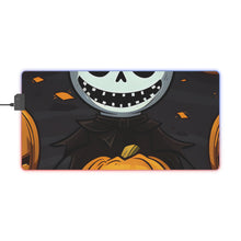 DistinctInk LED Gaming Mouse Pad with Ghastly Skeleton Pumpkins Design for Halloween