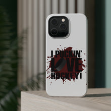 DistinctInk ToughCase for Apple iPhone, Compatible with MagSafe Charging - I Puckin' Love Hockey